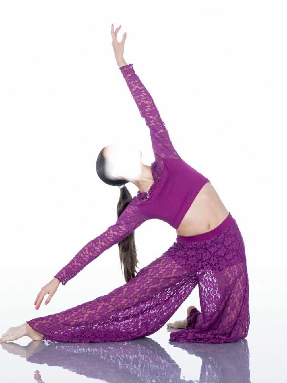 DansGirl Purple Lace Two Piece Dance Costume